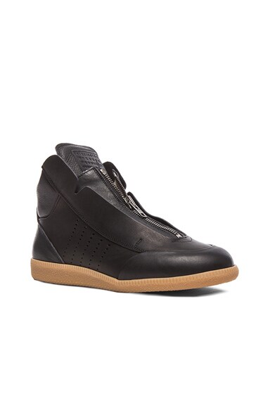 Maison Margiela Circuit Leather High Tops in Black | FWRD