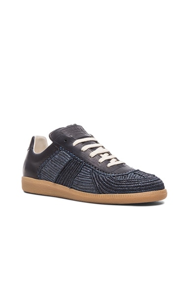 Maison Margiela Marrakech Leather & Raffia Sneakers in Gris