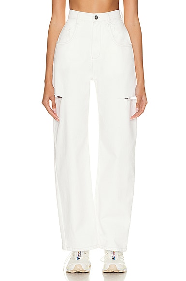 Shop Maison Margiela 5 Pocket Side Slit Jean In Off White