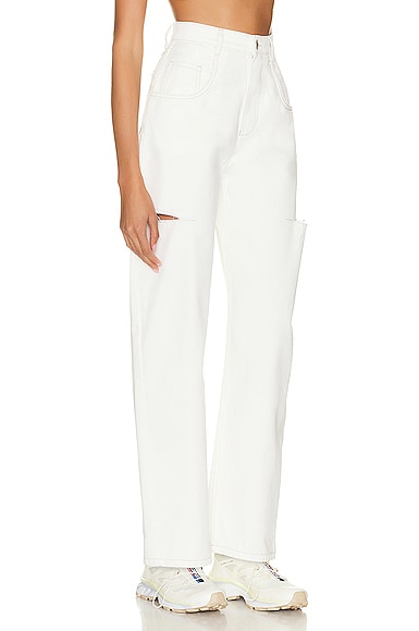 Shop Maison Margiela 5 Pocket Side Slit Jean In Off White