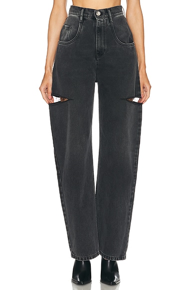Maison Margiela Wide Leg With Cut Out in Black Washed