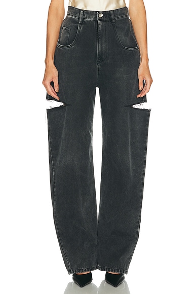 Maison Margiela Cut Out Barrel Leg in Black Washed