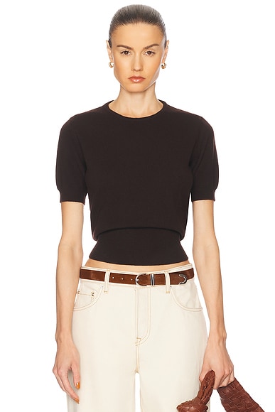 Maison Margiela Short Sleeve Sweater in Dark Brown