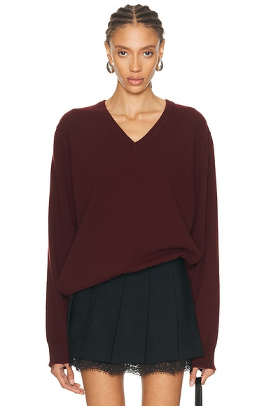 Maison Margiela V-Neck Sweater in Burgundy