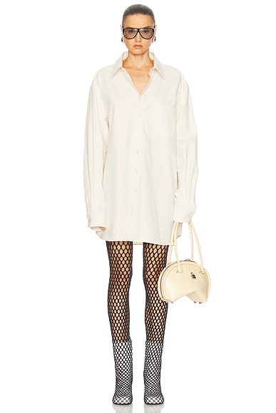 Maison Margiela Long Sleeve Button Up Top in Off White