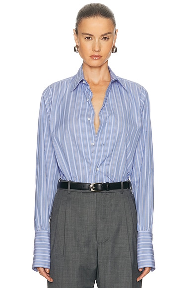 Maison Margiela Long-Sleeved Shirt in Blue Stripe