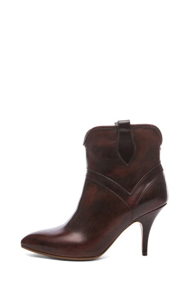 Maison Margiela Leather Texan Brushed Effect Bootie in Brandy | FWRD