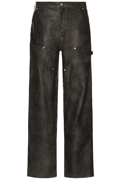 Mimchik Leather Carpenter Pant in Vintage Black