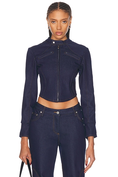 Mimchik Denim Moto Jacket in Indigo