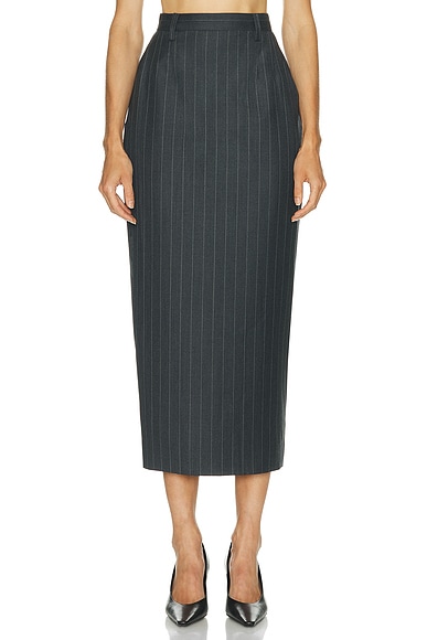 Mimchik Rosie Skirt in Gray Pinstripe
