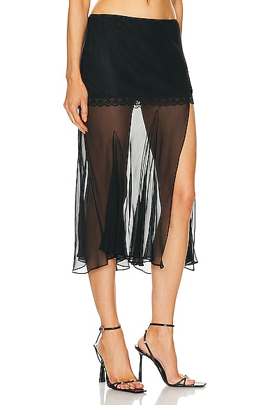 Shop Mimchik Sheer Gusset Skirt In Black