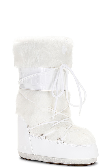 Moon Boot Icon Faux Fur Boot In Optical White