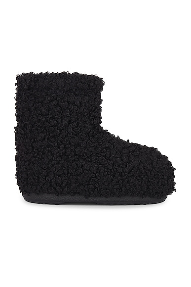 Moon Boot Icon Low Faux Curly Black Snow Boot