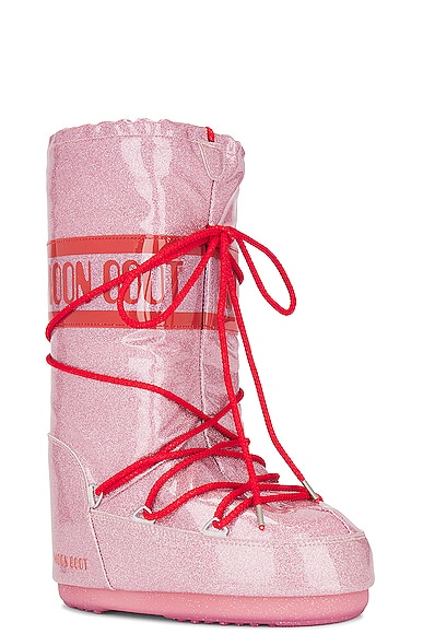 Shop Moon Boot Icon Glitter Boot In Pink