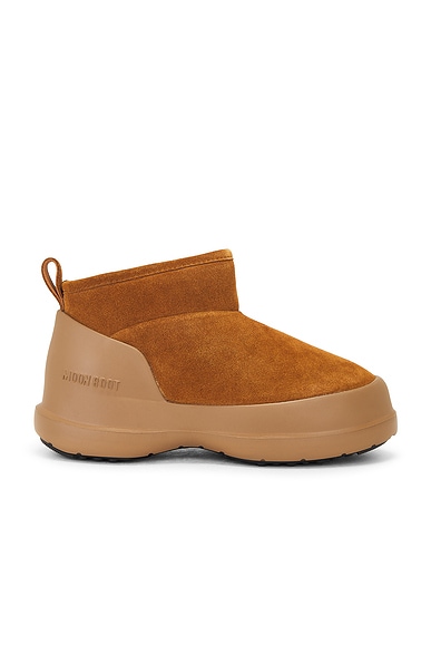 MOON BOOT Luna Low Suede Boot in Cognac
