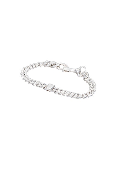 925 Silver Stone Thin Link Bracelet in Metallic Silver