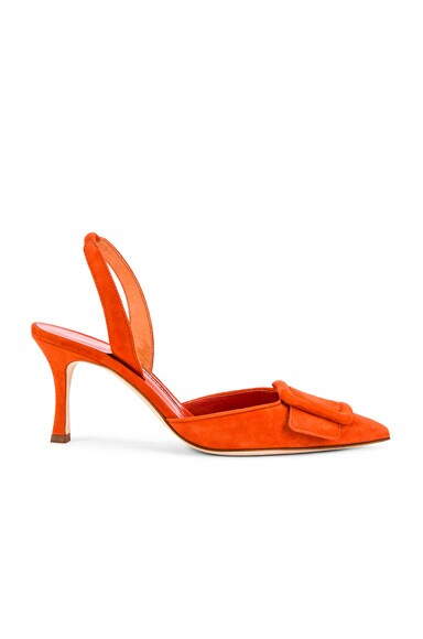 Shop Manolo Blahnik May 70 Suede Slingback