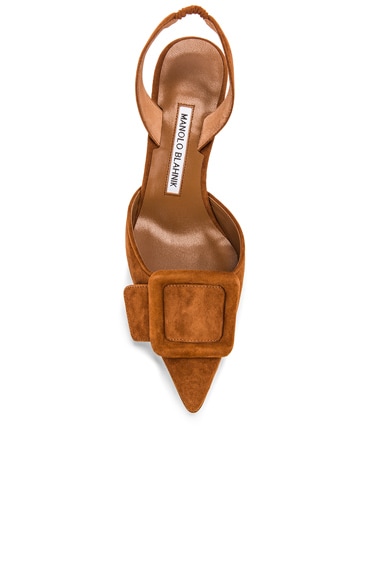Manolo Blahnik Maysli 70 Suede Slingback Pumps