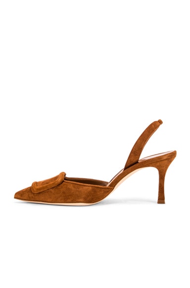 Manolo Blahnik Maysli 70 Suede Slingback Pumps