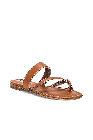 Shop Manolo Blahnik Susacru 10 Leather Sandal In Medium Brown