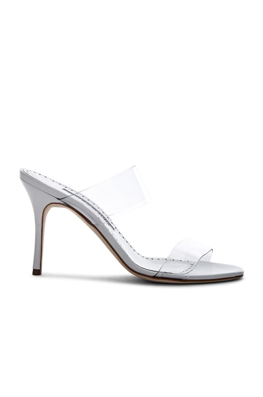Manolo Blahnik PVC Scolto Sandals in White