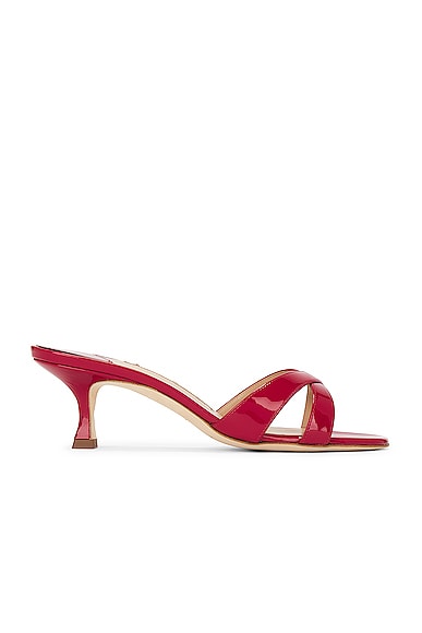 Manolo Blahnik Callamu 50 Patent Mule In Red