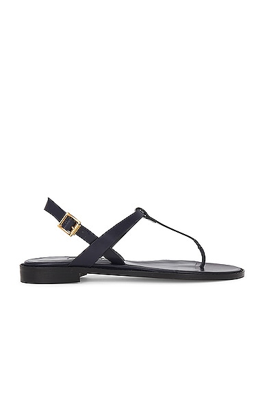Hata Leather Sandal in Navy