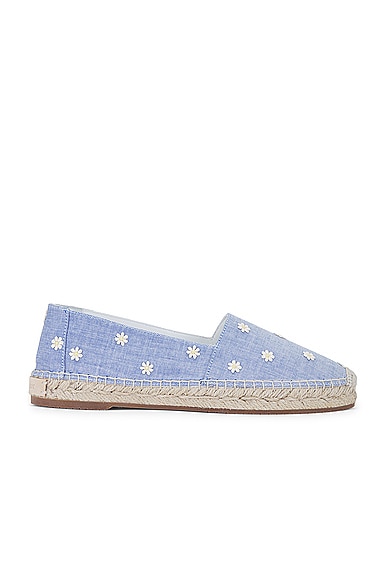 Shop Manolo Blahnik Susille Chambray Espadrilles In Floral Embroidery