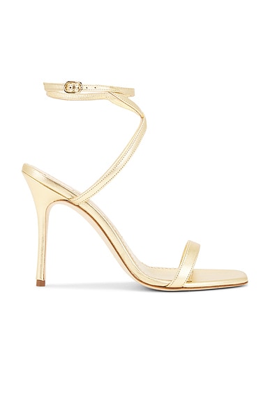 Manolo Blahnik Strania 105 Nappa Sandal in Gold