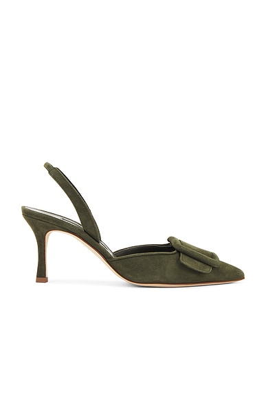 Manolo Blahnik Maysli 70 Pump in Dark Khaki