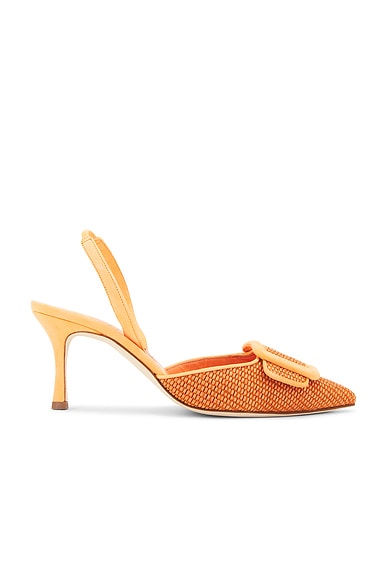 Manolo Blahnik Mayslibi 70 Pump in Bright Orange