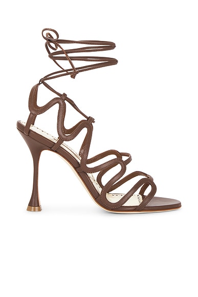 Manolo Blahnik Fawda 105 Sandal in Dark Brown