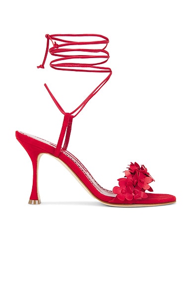 Manolo Blahnik Anista 90 Sandal in Bright Red