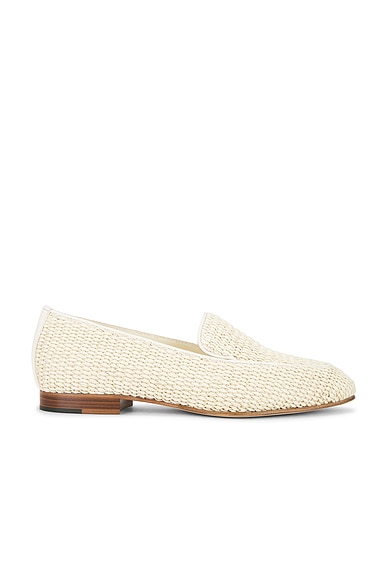 Manolo Blahnik Pitakara Loafer in Light Khaki & Light Cream