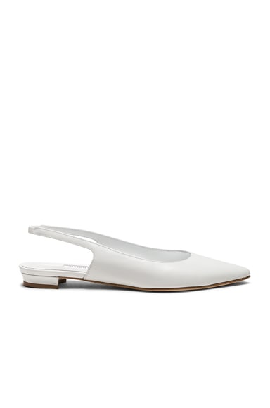 Manolo Blahnik Leather Allura Flats in White Calf | FWRD