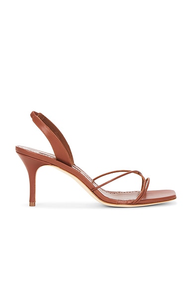 Manolo Blahnik Ninfea 70 Sandal in Medium Brown