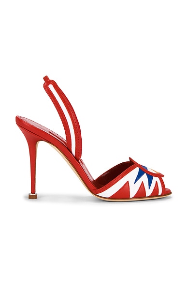 Manolo Blahnik Ucia 105 Sandal in Red, White, & Blue