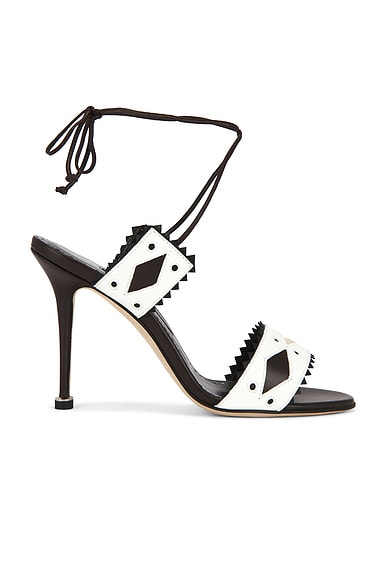 Manolo Blahnik Renti 105 Sandal in White & Dark Brown