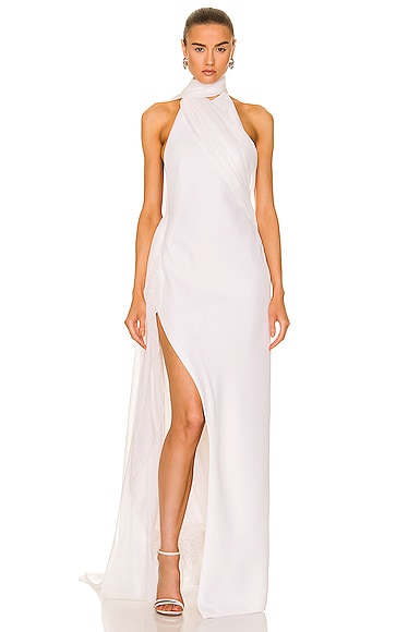 Draped top halter dress