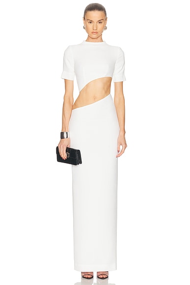 MONOT Short Sleeve Front Cutout Dress in White