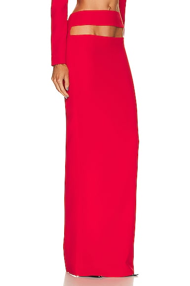 Shop Monot Cutout Long Pencil Skirt In Red
