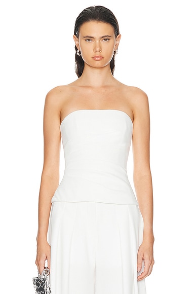 MONOT Strapless Ruched Top in White