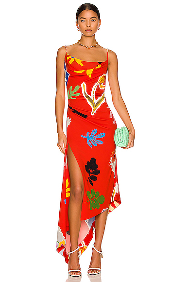 Asymmetrical Floral Slit Dress