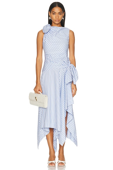 Bow Drape Shirting Cascade Dress