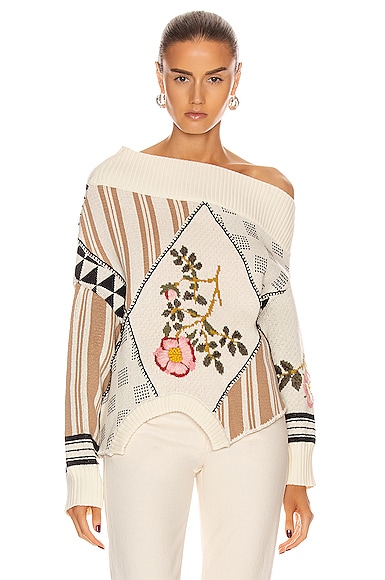 Upside Down Floral Patch Sweater