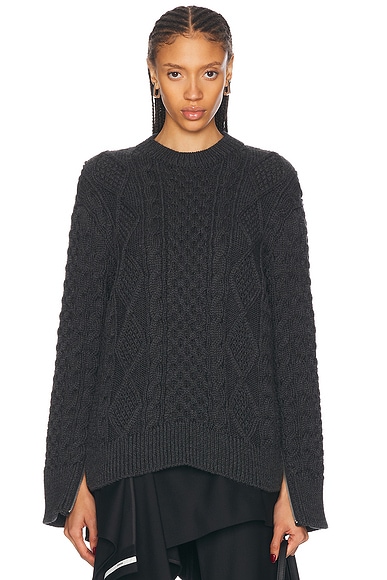 Monse Zipper Oversized Sweater in Charcoal