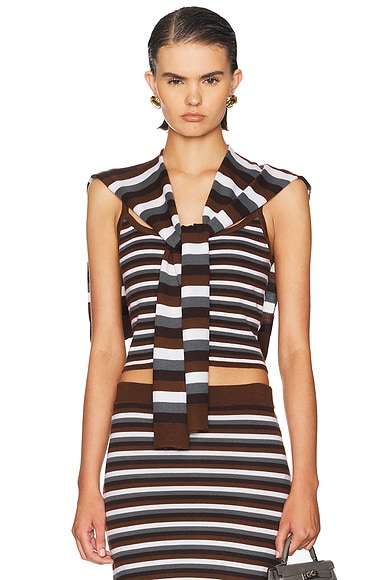 Monse Combo Stripe Tank Top And Cardigan in Brown Multi