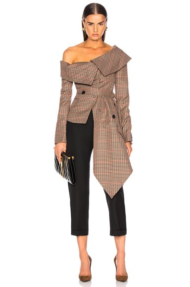 Monse Off Shoulder Jacket in Plaid | FWRD