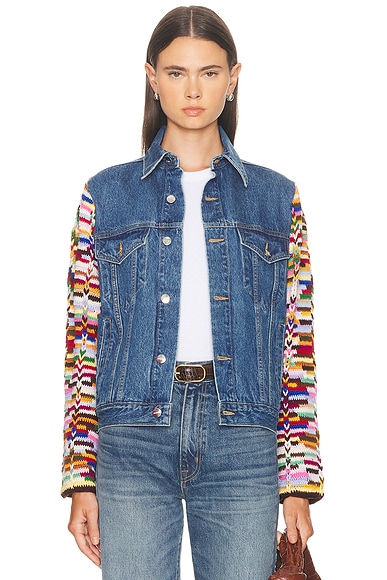 Crochet Sleeves Denim Jacket