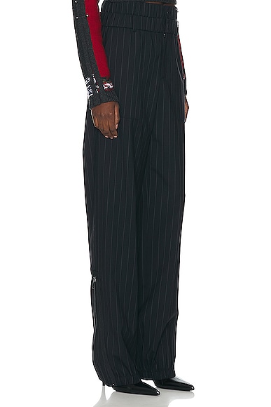 Shop Monse Pinstripe Double Waistband Jogger Pant In Midnight